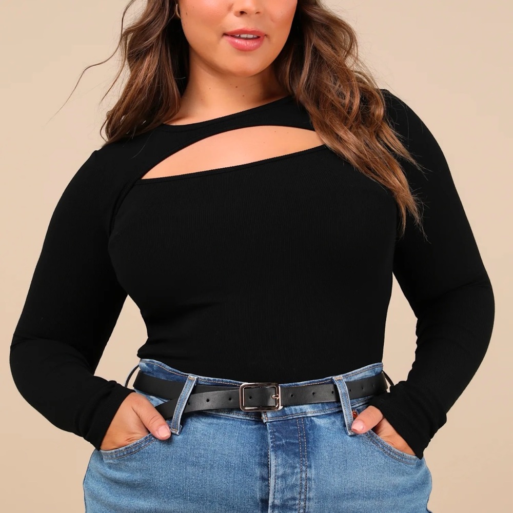 Black Cut-Out Long Sleeve Top Lulus